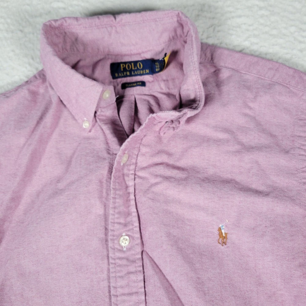 Polo Ralph Lauren Button Down Shirt Mens XL Pink Classic Fit Oxford Long Sleeve